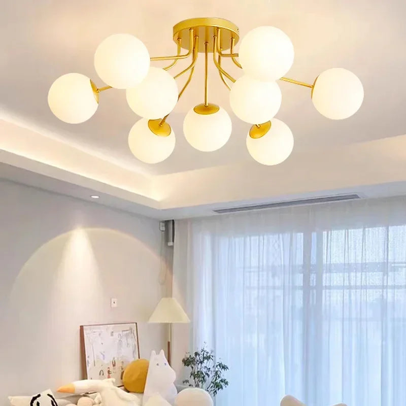 plafonnier moderne or noir boules translucides contemporain éclairage intérieur invisible led chambre salon