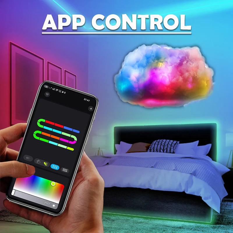 lampe led nuage multicolore moderne adhésive ruban led contrôleur chambre