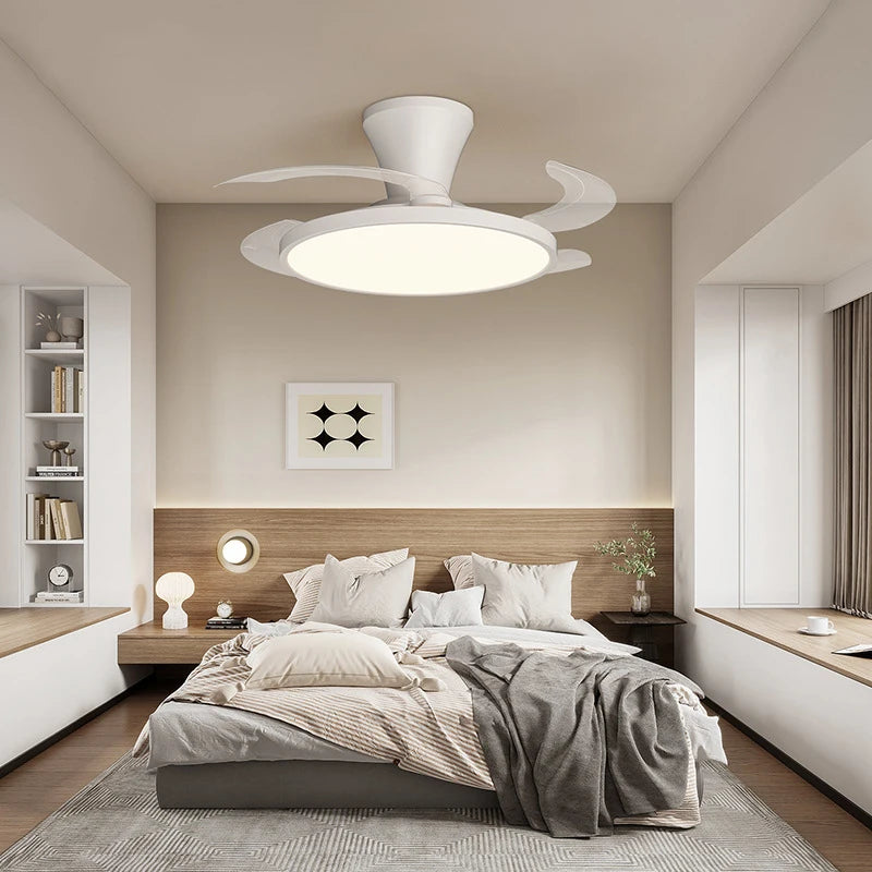 ventilateur moderne led invisible télécommande blanc minimaliste salon chambre