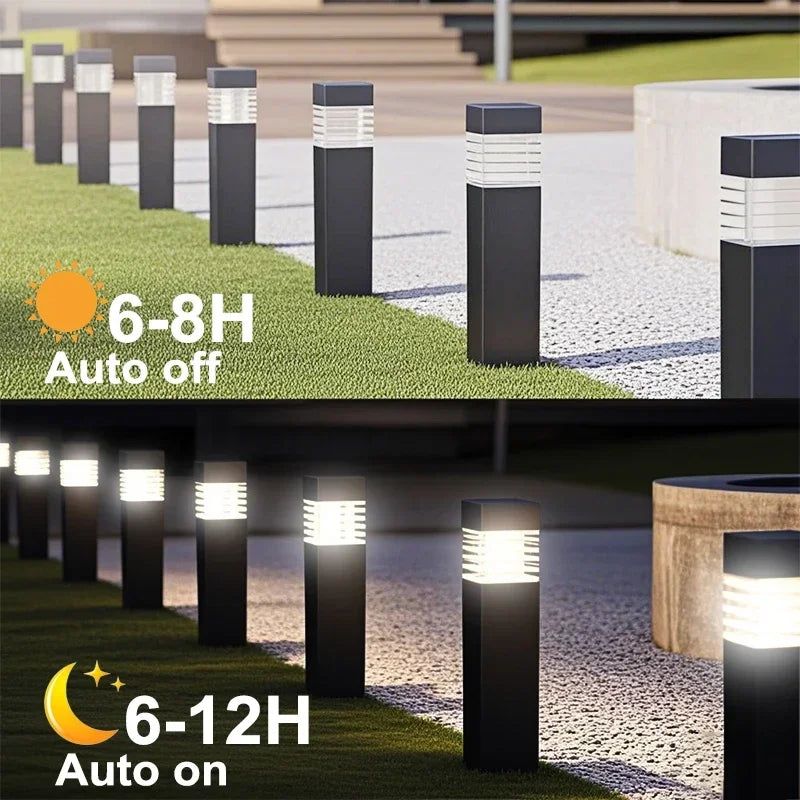 lumière solaire led moderne lampadaire noir rayures horizontales ip65 extérieure