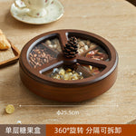 boîte bonbons bois marron moderne double couche rangement fruits noix chocolats assiette collation