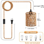 lampe suspendue tressée rustique interrupteur câble 45mètres éclairage 510m² boho chic chambre cuisine