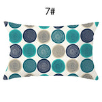 coussin lombaire jaune noir blanc bleu gris vert marron zigzag triangles moderne 30x50cm polyester