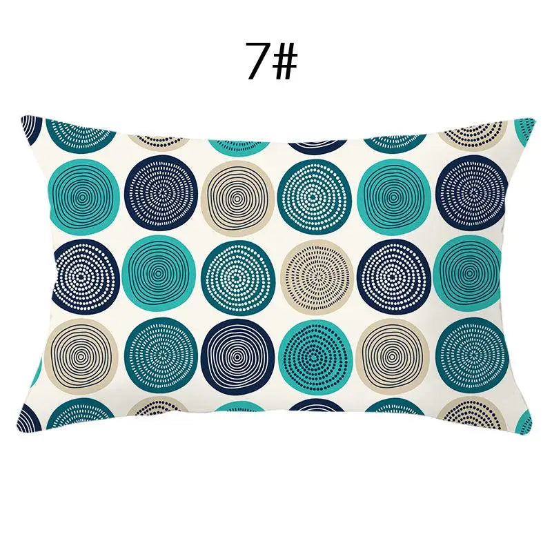 coussin lombaire jaune noir blanc bleu gris vert marron zigzag triangles moderne 30x50cm polyester