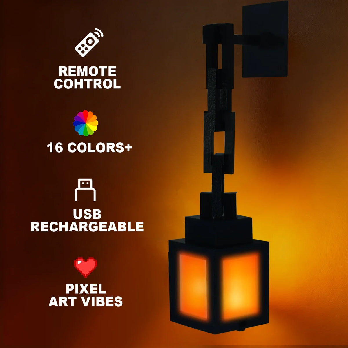 lanterne décorative murale led pixelisée minecraft 16 couleurs télécommande rechargeable