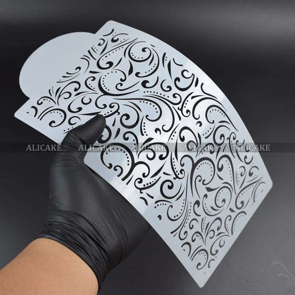 gabarits pâtisserie motifs floraux noir blanc décoration gâteau fondant mariage anniversaire classiqueOpaque outils pâtisserie