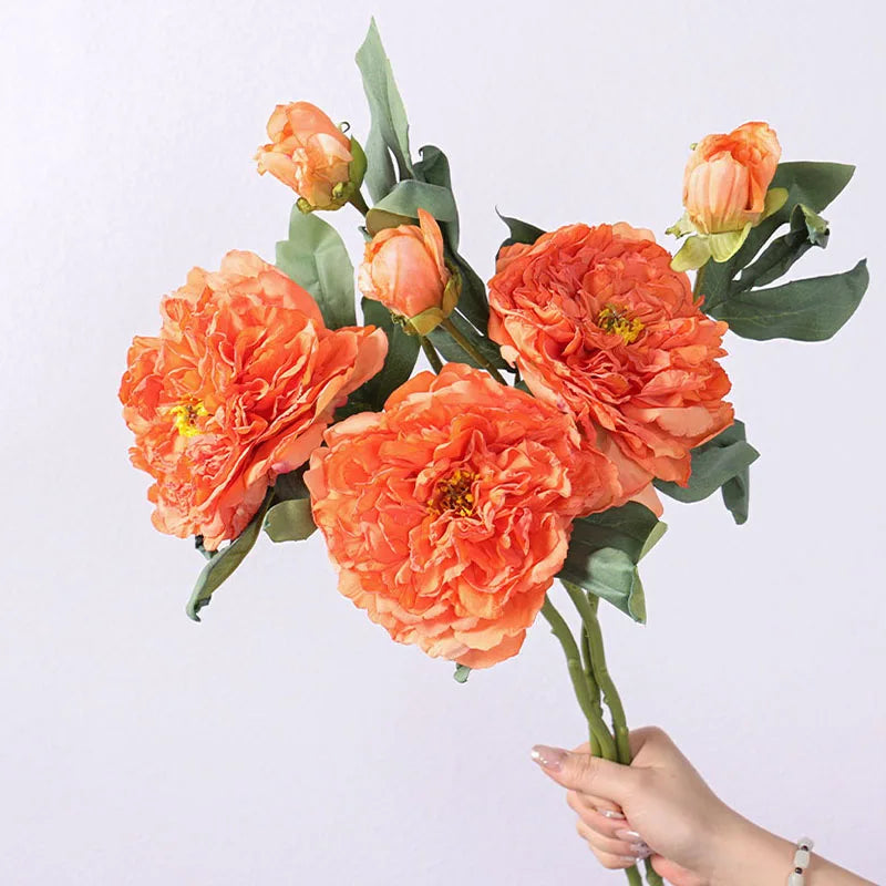 bouquet fleurs artificielles pivoine rose orange violet blanc decoration maison mariage anniversaireintérieur