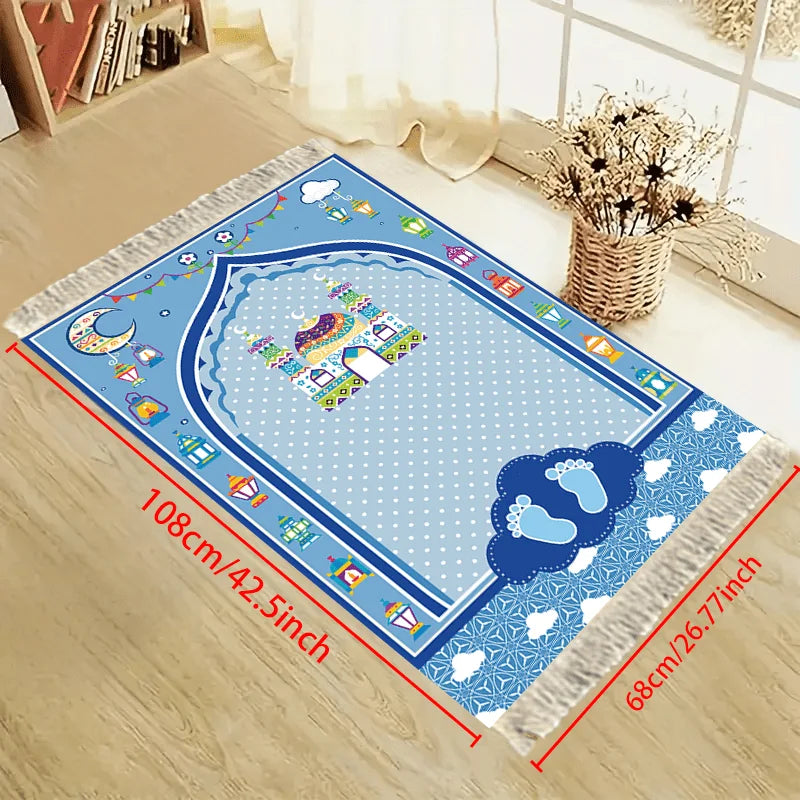 tapis polyester antidérapant imperméable prière moderne bleu blanc rose jaune noir geometrique floral enfants