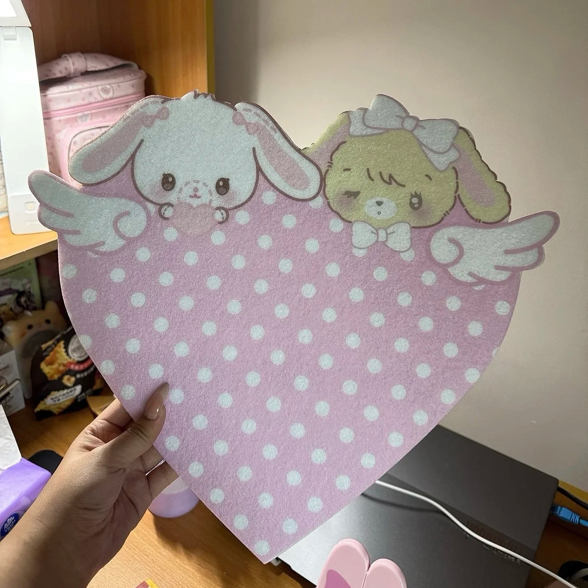 décoration murale kawaii carte autocollants coeurs papillons lapin rose clair chambre enfants douce clips