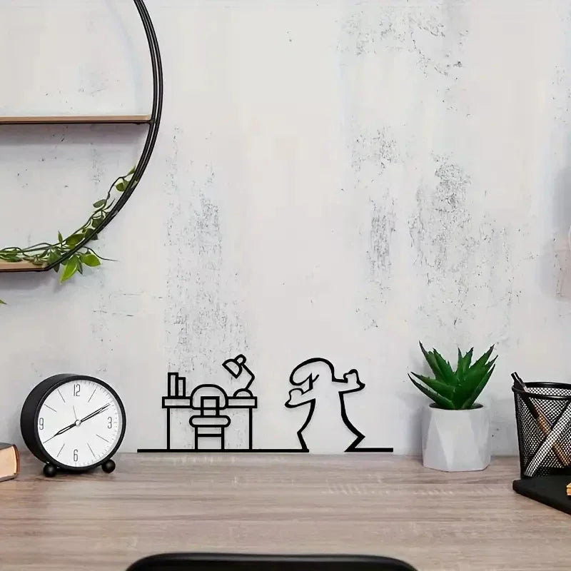 autocollant mural minimaliste noir silhouettes personnages cuisine toilettes abstrait chambre cuisine salle bain