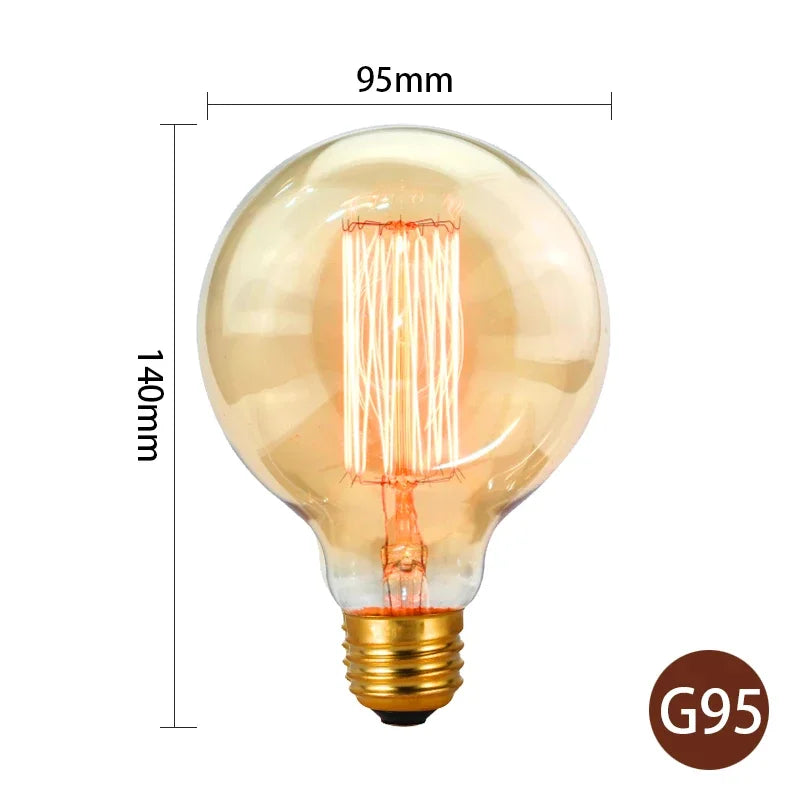 Ampoules Edison vintage filaments spirales dorées transparentes E27 250 lumens 30000h