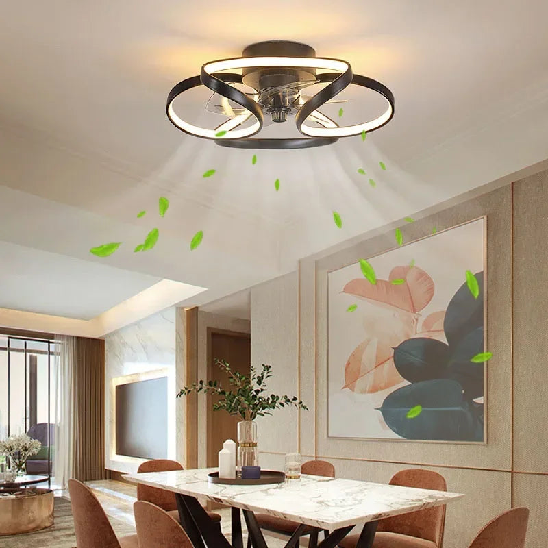 lampe moderne anneaux led dimmable télécommande couleur or noir blanc