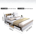 lit moderne blanc simili cuir rangements tiroirs 180cm 200cm