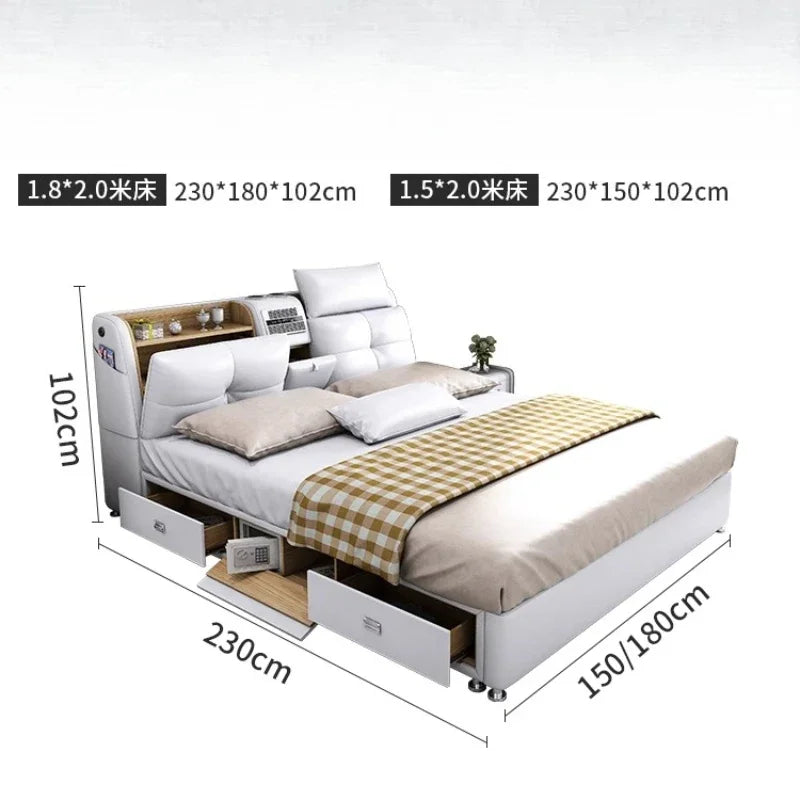 lit moderne blanc simili cuir rangements tiroirs 180cm 200cm