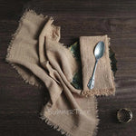 serviette table coton texture lin bords franges rustique décoration fête mariage maison