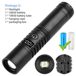 projecteur poche led rechargeable aluminium noir résistant chocs self défense zoomable