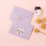 cartes postales anniversaire ours lapin dessins animés bleu rose violet mignon cartoon