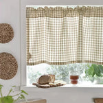 rideau rustique beige carreaux petite taille opacité cuisine fenetre polyester