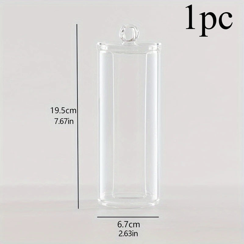 organiseur transparent moderne pot coton tiges rangement réutilisable plastique minimaliste