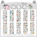 sticker kawaii adhésif dessins animés chats floraux textes scrapbooking transparent rose vert bleu blanc