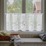 rideau blanc dentelle fleurs transparent classique romantique bordure dentelée polyester fenêtre chambre salon