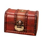 coffre bijoux vintage coffre bois rétro marron foncé ornements dorés serrure clé poignée
