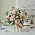 bouquets fleurs artificielles pivoine roses hortensias vases décor maison anniversaire mariage