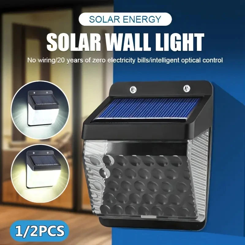 lampe murale solaire moderne noire bleu panneau solaire ip65 led autonomie détecteur mouvement extérieur
