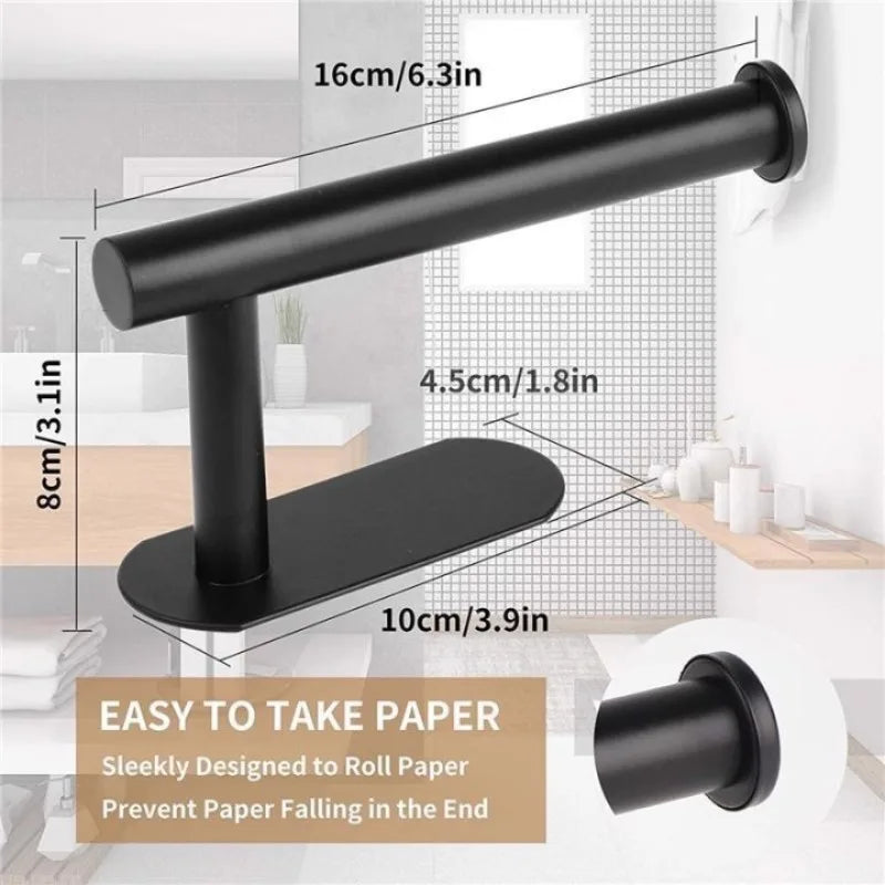 porte serviettes papier noir adhésif moderne salle bains papier toilette cuisine rouleau support étanche