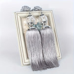 rubans rideaux pompons gris doré texture tissée classique élégants accessoire voilure moderne