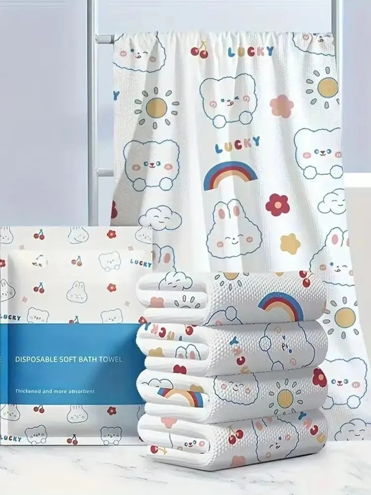 serviette bain jetable dessins animés blanc bleu rose jaune verte moderne enfantine camping toilette
