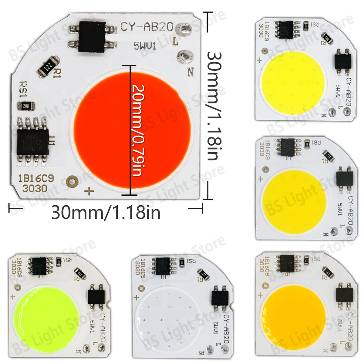 LED Chip 5W Blanc Vert Rouge Bleu 30mm Circulaire Moderne Technologie Intérieure Décoration Fixation