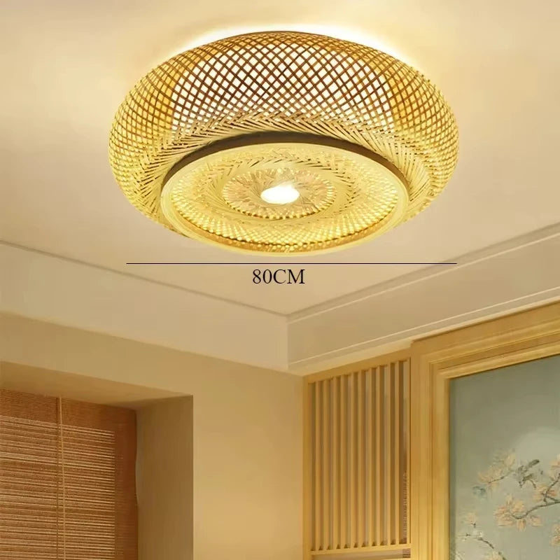 lampe moderne rustique bambou naturel toucher marche arrêt led e27 40cm 50cm 60cm 80cm