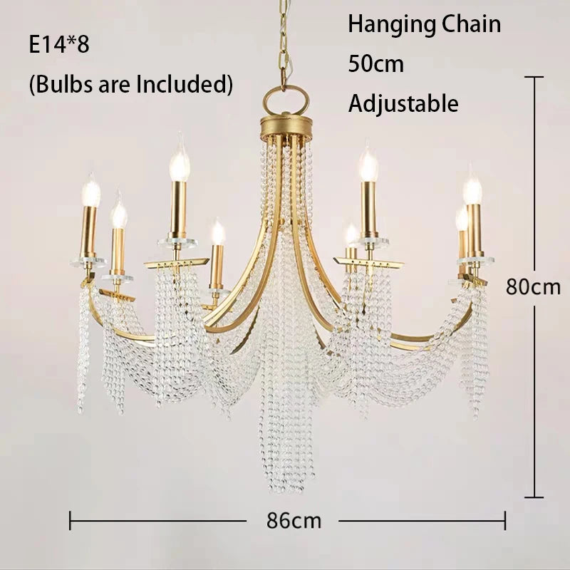lustre pendentif doré cristal transparent classique chambre salon facile