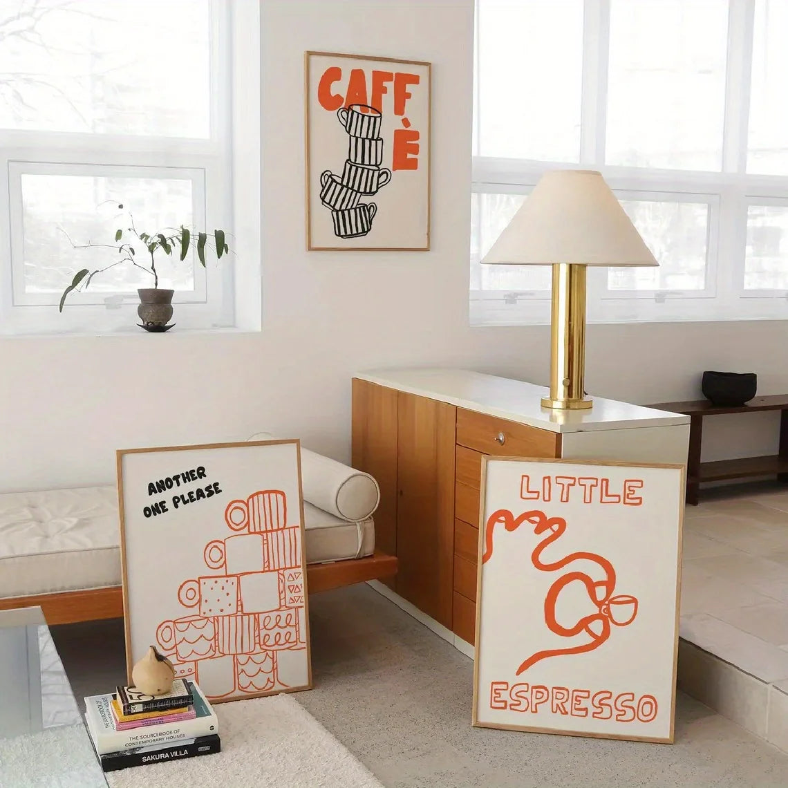 affiches modernes graphiques tasses espresso caffè noir blanc salon decoration