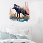 autocollant mural loup aquarelle décoration chambre enfant salon sticker animal décoratif mural artistique