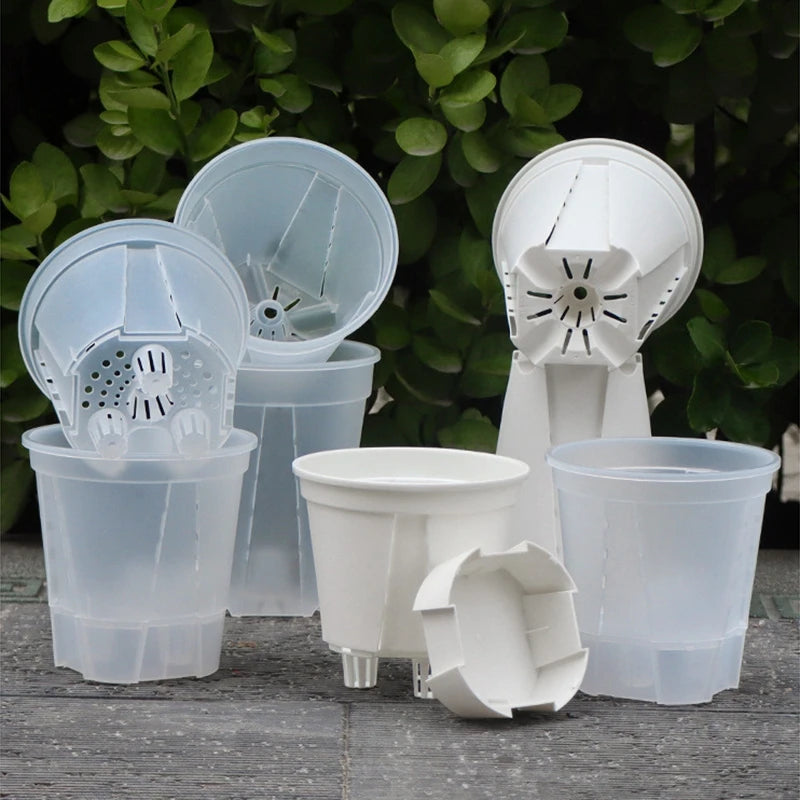 pots plantes auto arrosants transparents moderne blanc plateau d'eau