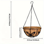 jardinière suspendue métal motif papillon fleurs pensées chrysanthèmes rustique décoration balconintérieur noix coco texturée