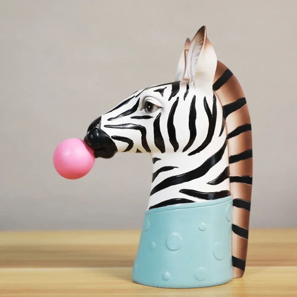 vases résine girafe zèbre animaux décor maison fleurs séchées roses textures taches rayures