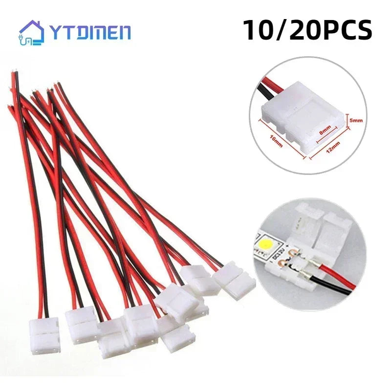 connecteurs led 20 pièces 10mm 8mm blanc rouge noir adhésifs modernes pratique pcb