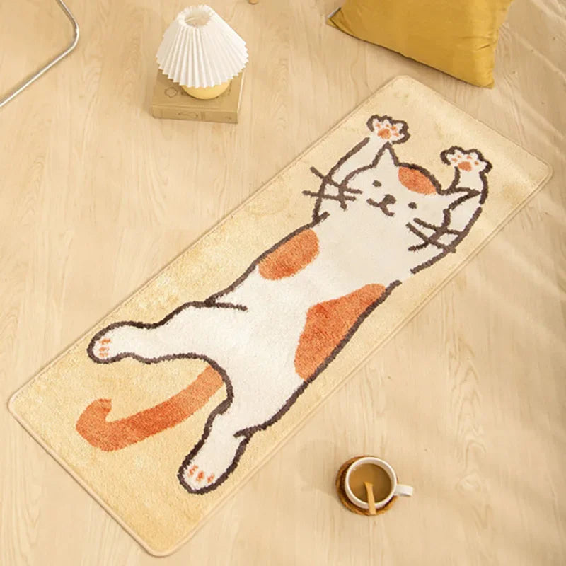 tapis dessin animé chats sourires polka dots moderne polyester antidérapant voyage maison
