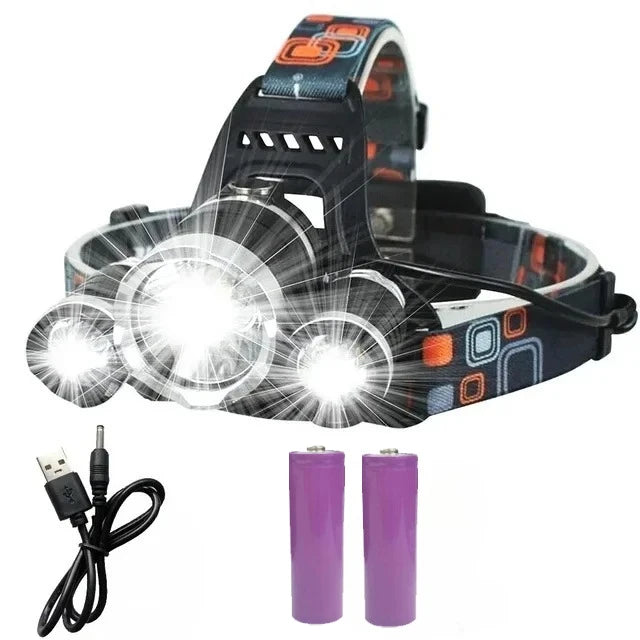 lampe frontale led rechargeable étanche haute luminosité camping chasse activités nocturnes