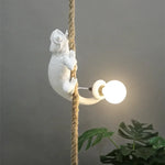 lampe suspendue moderne or orange blanc noir singe lézard brillant résine e27