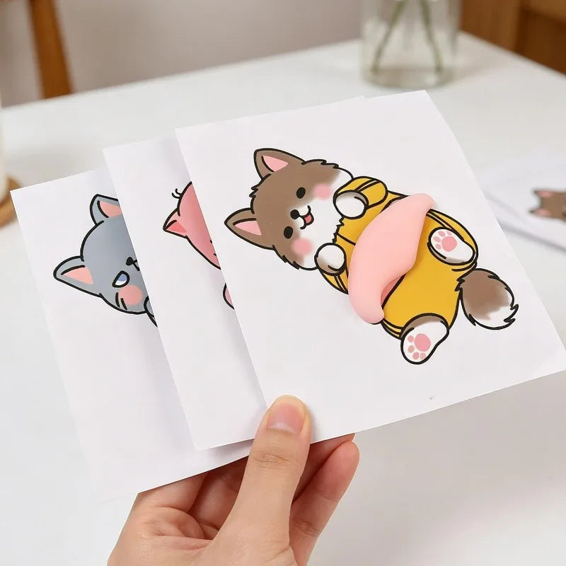 autocollants adhésifs figurines animaux kawaii dessin animé rose gris marron jaune blanc doux mignon