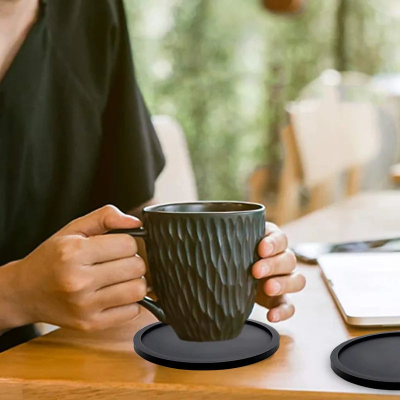 sous verres silicone respectueux environnement noir résistants chaleur antidérapants modernes 9cm