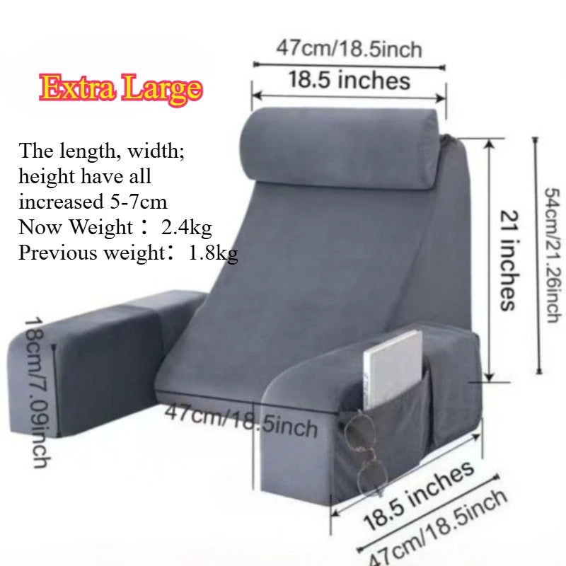 coussin repos gris velours confortable support tablette tête détachable literie