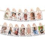 cadre photo boho arc ciel coeurs chiffres beige rose blanc clips adhésifs mur decoration