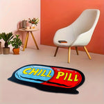 tapis antidérapant chill pill capsule pop art bleu rouge noir salle bain chambre couloir