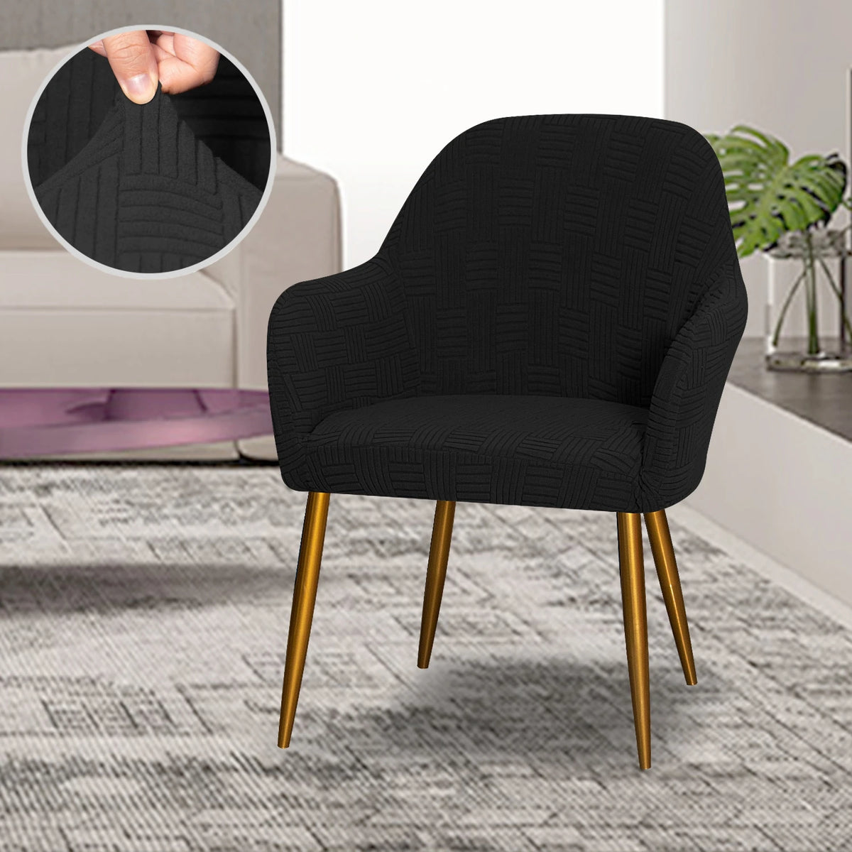 fauteuil moderne marron clair tissu élastique motifs géométriques simple accueil chaise banquet lavable