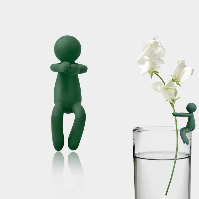 supports plantes forme personnages assis transparents plantes décoratifs ludiques minimaliste
